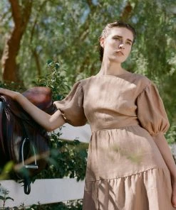 Town Clothes Quince Dress Camel Linen