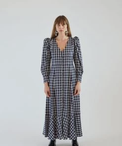 Mr. Larkin Penny Dress Navy Plaid