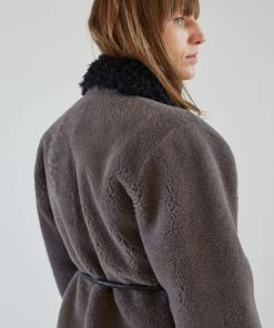 Rachel Comey Herald Coat Charcoal Shearling Outerwear
