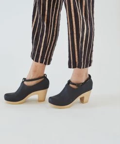 No.6 Classic Strap Clog On High Heel Black