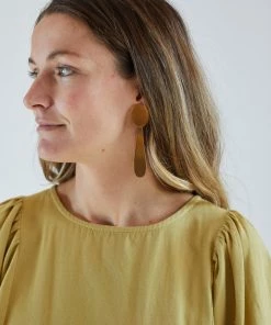 Annie Costello Brown Cameo Earrings Gold Jewelry