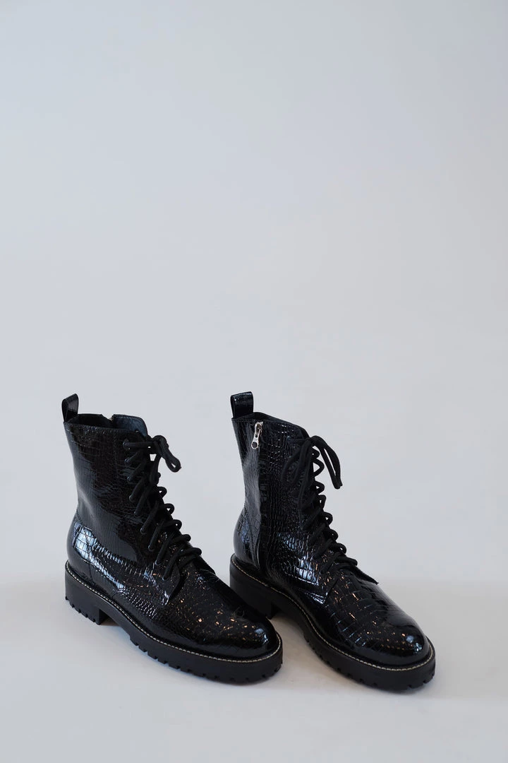 No.6 Corin Combat Boot Black Patent Croc 4 No.6 Corin Combat Boot Black Patent Croc