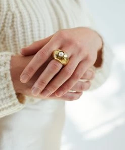 Leigh Miller Pearl Roller Ring Brass