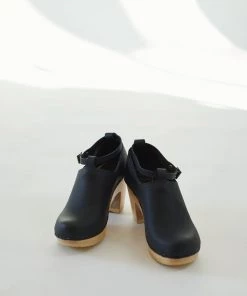 No.6 Classic Strap Clog On High Heel Black