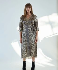 No.6 Dresses Georgia Wrap Dress Leopard Charmeuse