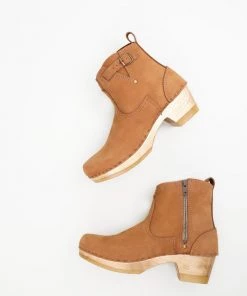 No.6 5" Buckle Boot On Mid Heel Honey