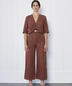 First Rite Tie Blouse Clay Shirts And Blouses