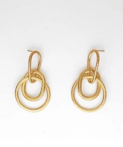 Annie Costello Brown Sidewalk Earrings Gold