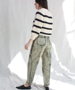 Apiece Apart Merel Funnel Neck Cream Navy Stripe