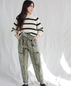 Apiece Apart Merel Funnel Neck Cream Navy Stripe