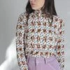 No.6 Shirts And Blouses Scout Turtleneck White And Tan Trellis