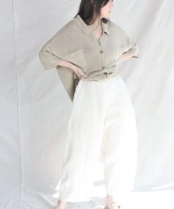 Cordera New Arrivals Linen Curved Pants Natural