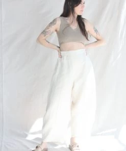 Cordera New Arrivals Linen Curved Pants Natural