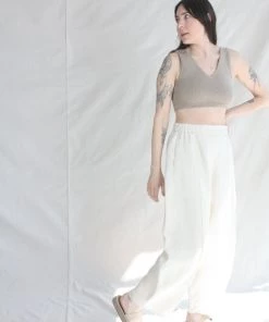 Cordera New Arrivals Linen Curved Pants Natural