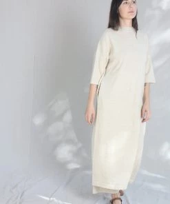Lauren Manoogian Facil Crewneck Dress Ecru Flax Sale
