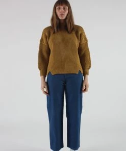 Micaela Greg Notched Hem Sweater Ochre Sweaters