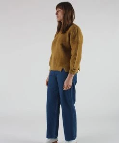 Micaela Greg Notched Hem Sweater Ochre Sweaters