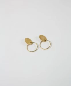 Modern Weaving Jewelry Stone Hoops High Polish Brass