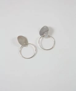 Modern Weaving Stone Hoops Sterling Silver Jewelry