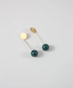 Modern Weaving Jewelry Stone Drop Sphere Earrings Azurite Malachite
