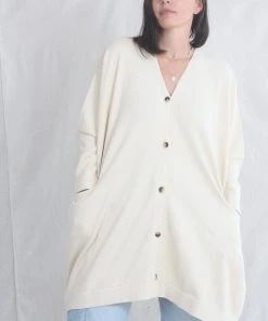 Lauren Manoogian Wide Button Cardigan Natural
