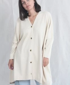 Lauren Manoogian Wide Button Cardigan Natural