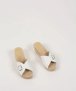 No.6 Abuela Clog On Mid Wedge White