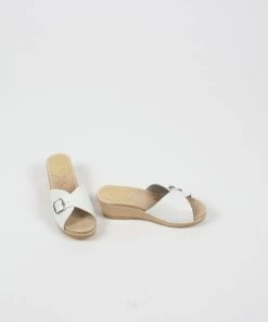 No.6 Abuela Clog On Mid Wedge White