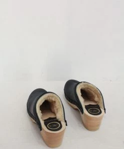 No.6 Dakota Shearling Clog Mid Heel Ink Aviator 9 No.6 Dakota Shearling Clog Mid Heel Ink Aviator