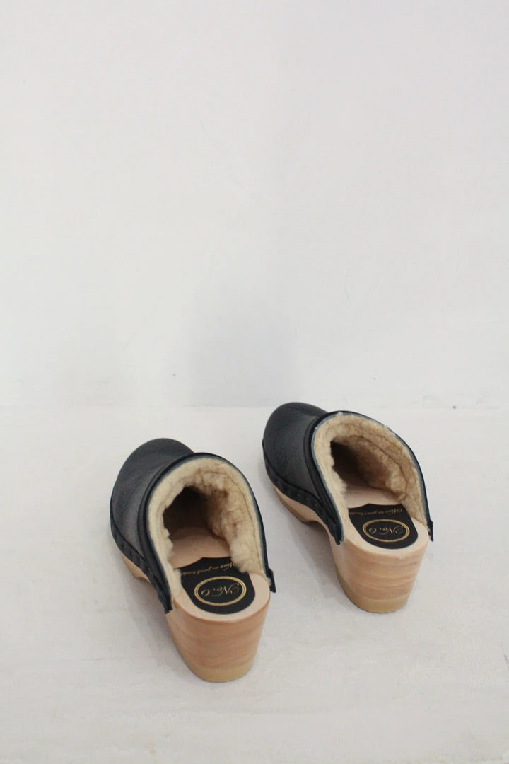 No.6 Dakota Shearling Clog Mid Heel Ink Aviator 6 No.6 Dakota Shearling Clog Mid Heel Ink Aviator