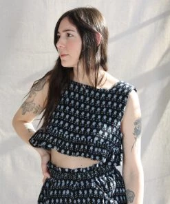 Anaak Ella Ruffle Top Black Lily Floral Tees And Tanks