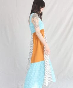 Anaak Priya Blockprint Maxi Dress Bluebell Lily Mix Patchwork New Arrivals