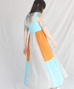 Anaak Priya Blockprint Maxi Dress Bluebell Lily Mix Patchwork New Arrivals