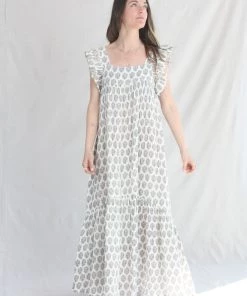 Anaak Samira Blockprint Maxi Dress Dogwood New Arrivals