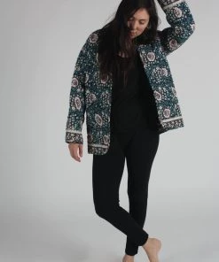 Natalie Martin Nina Jacket Vintage Flowers Turquoise Jackets