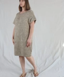 Lauren Manoogian Dresses Handknit U Neck Dress Sepia