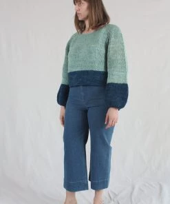Apiece Apart Handknit Oversized Elena Sweater Malachite Navy