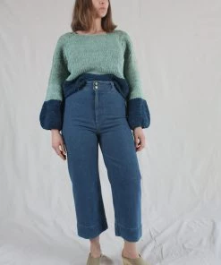 Apiece Apart Handknit Oversized Elena Sweater Malachite Navy