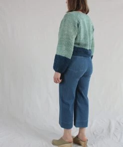 Apiece Apart Handknit Oversized Elena Sweater Malachite Navy