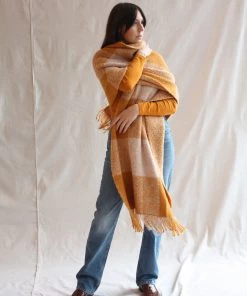 Misha & Puff Accessories Plaid Blanket Shawl Marigold 14 Misha & Puff Accessories Plaid Blanket Shawl Marigold