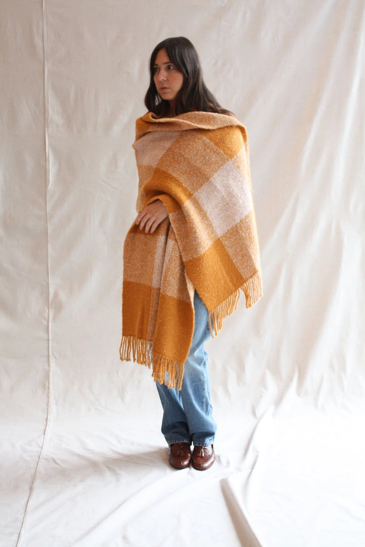 Misha & Puff Accessories Plaid Blanket Shawl Marigold 5 Misha & Puff Accessories Plaid Blanket Shawl Marigold
