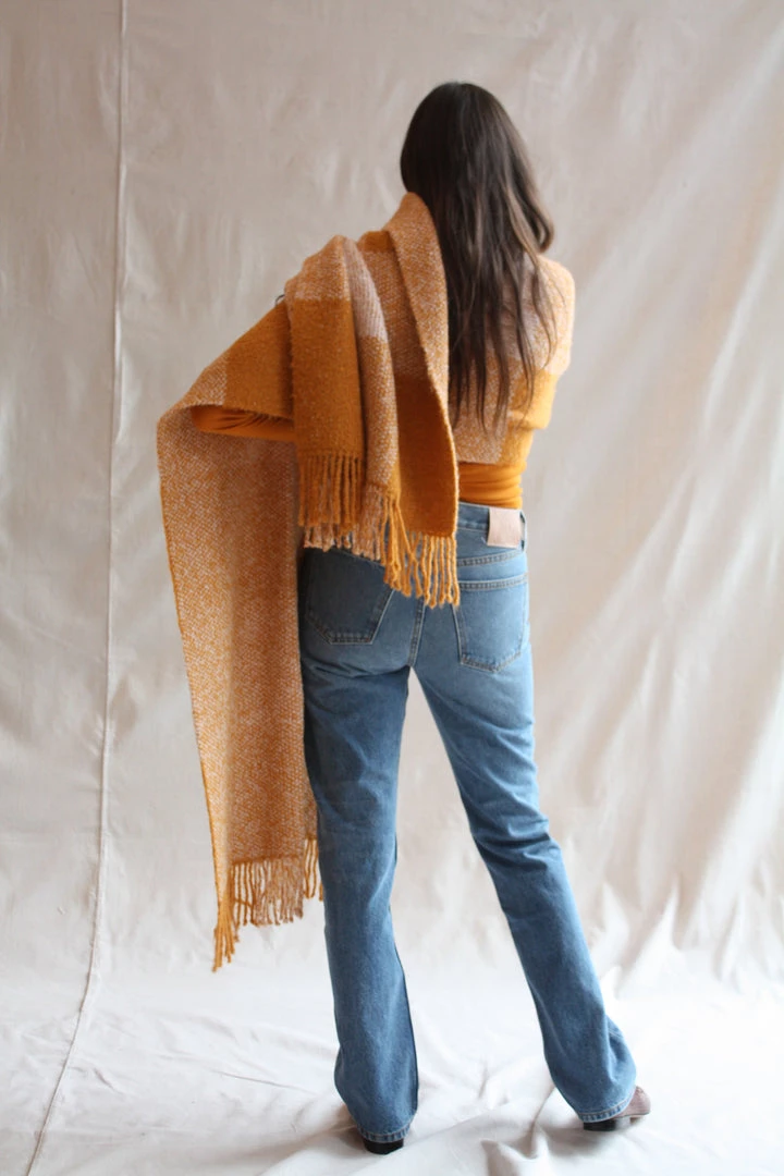 Misha & Puff Accessories Plaid Blanket Shawl Marigold 9 Misha & Puff Accessories Plaid Blanket Shawl Marigold