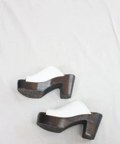 No.6 Daria Clog On Platform White On Coffee Base