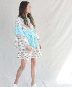 Anaak Talitha Blockprint Mini Dress Bluebell Lily Mix