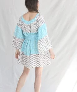 Anaak Talitha Blockprint Mini Dress Bluebell Lily Mix