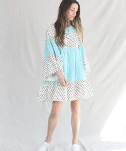 Anaak Talitha Blockprint Mini Dress Bluebell Lily Mix