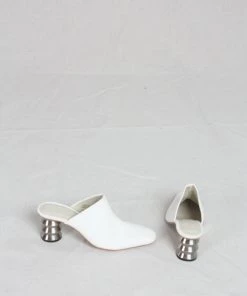 Nomia Flavia Mule White With ZZ Heel Shoes