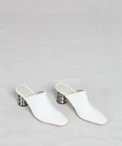 Nomia Flavia Mule White With ZZ Heel Shoes