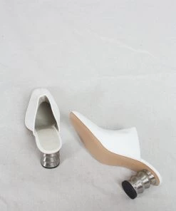 Nomia Flavia Mule White With ZZ Heel Shoes