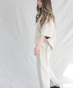 Lauren Manoogian New Arrivals Interlock Panel Top Cement